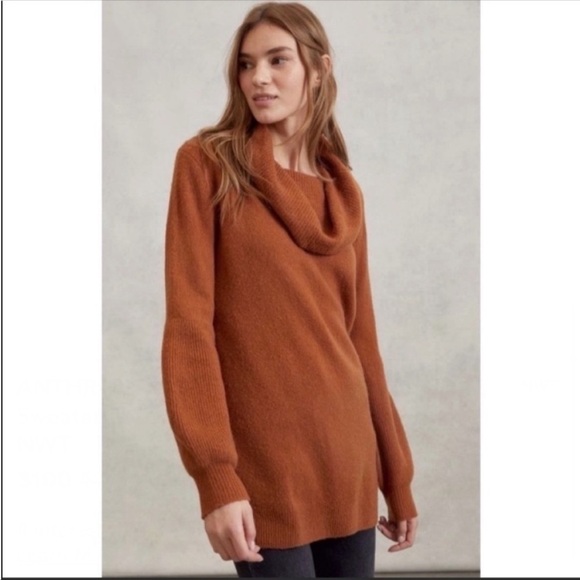 ANTHROPOLOGIE Cowl Neck Wool Tunic Sweater Top Long Sleeves Size S NWT - Picture 4 of 5